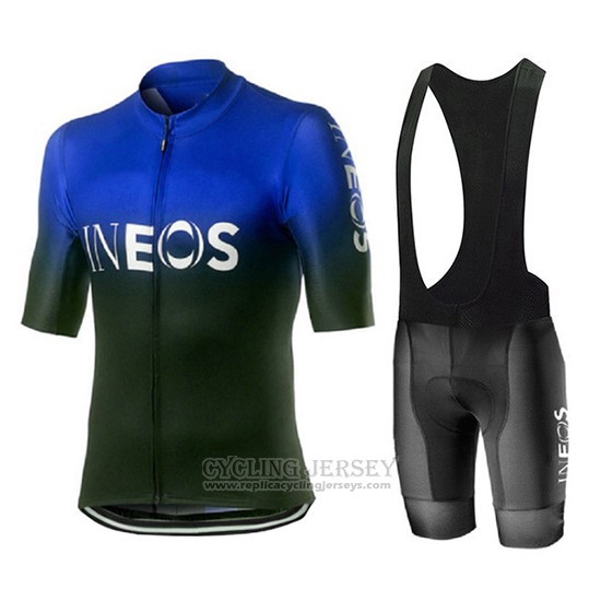 2019 Cycling Jersey Castelli Ineos Black Blue Short Sleeve and Bib Short
